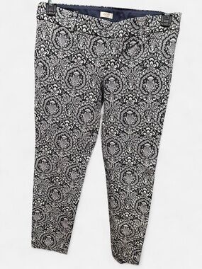 J. Crew Stretch twill patterned black/white capri